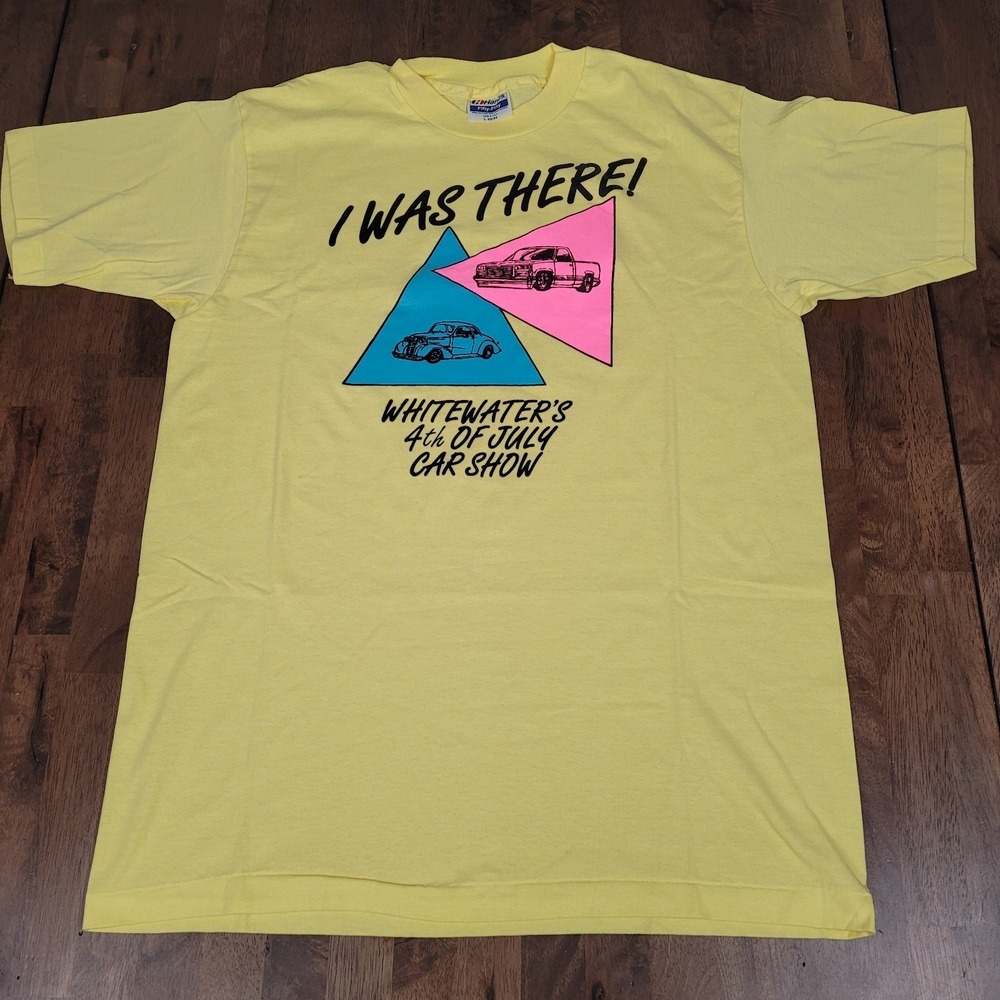 Vtg 80s Whitewater 4th of July Car Show Tee L Hanes Fifty-Fifty Single Stitch